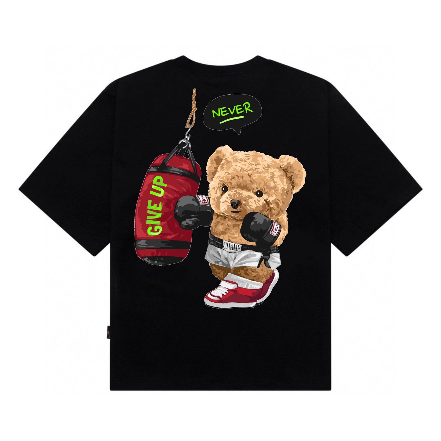Etiquette Oversized T-Shirt - [0151] Never Give Up Teddy Bear