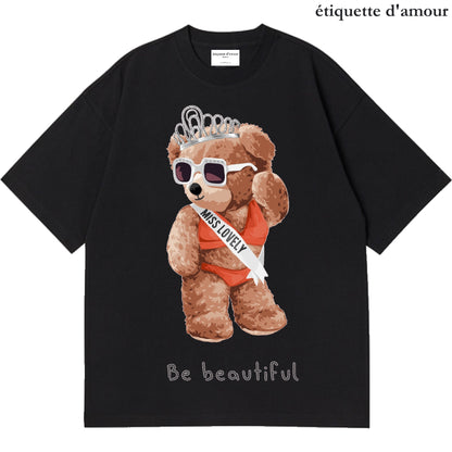 ETDM Unisex Oversized Tee | 0017 | Beauty Queen Teddy Bear